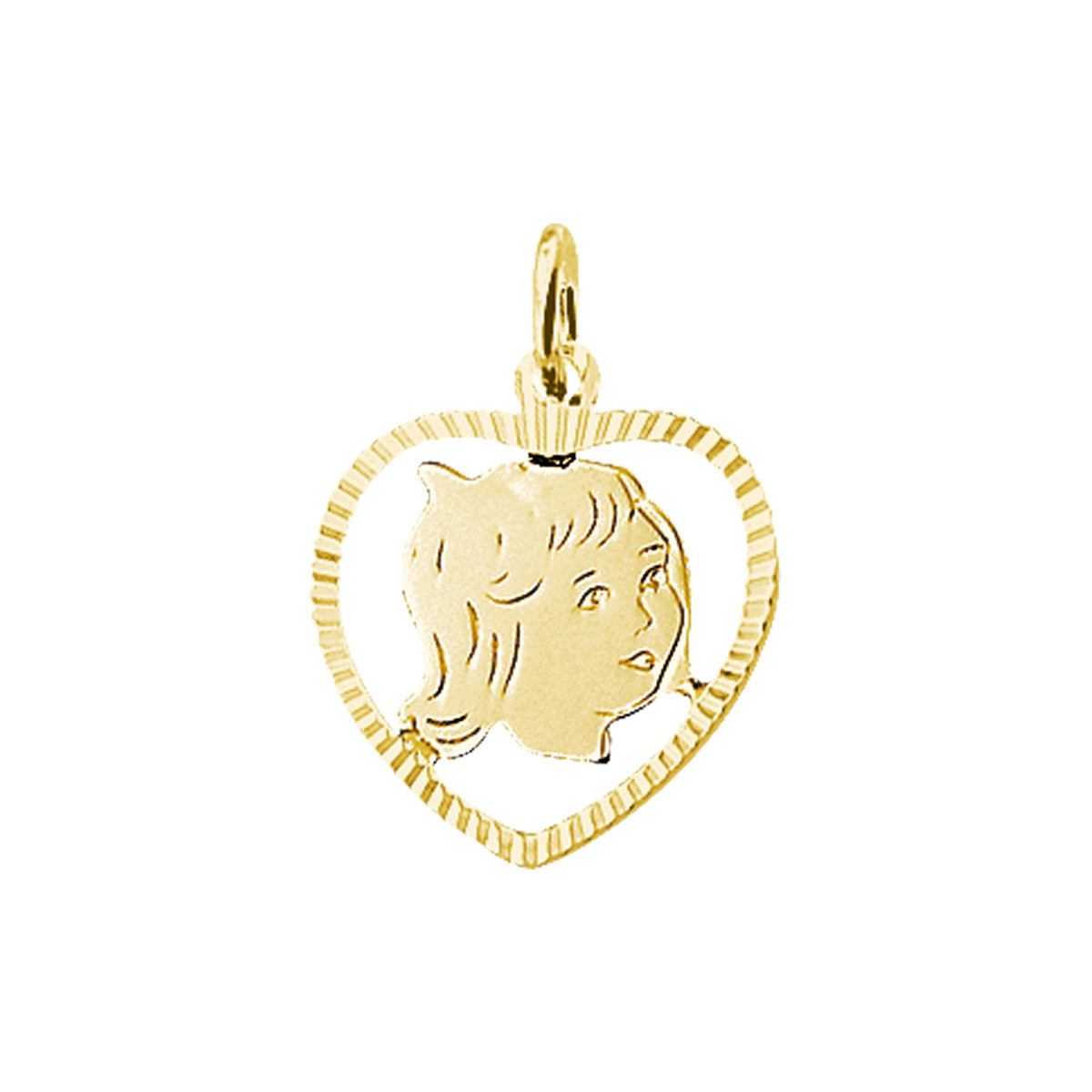 hanger meisje hart gediamanteerd 16,5 mm 14K geelgoud
