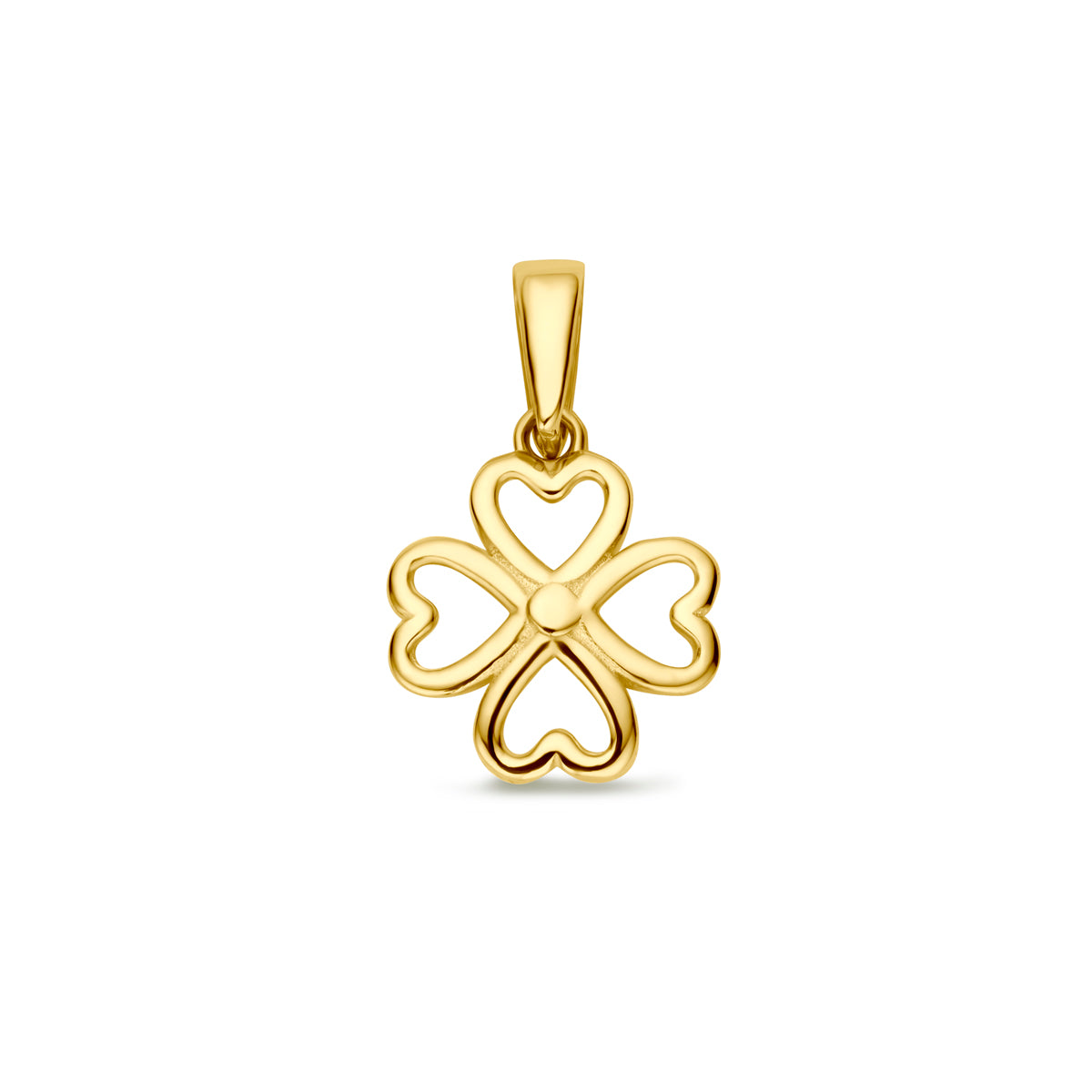 hanger klavertje 9,5 mm 14K geelgoud