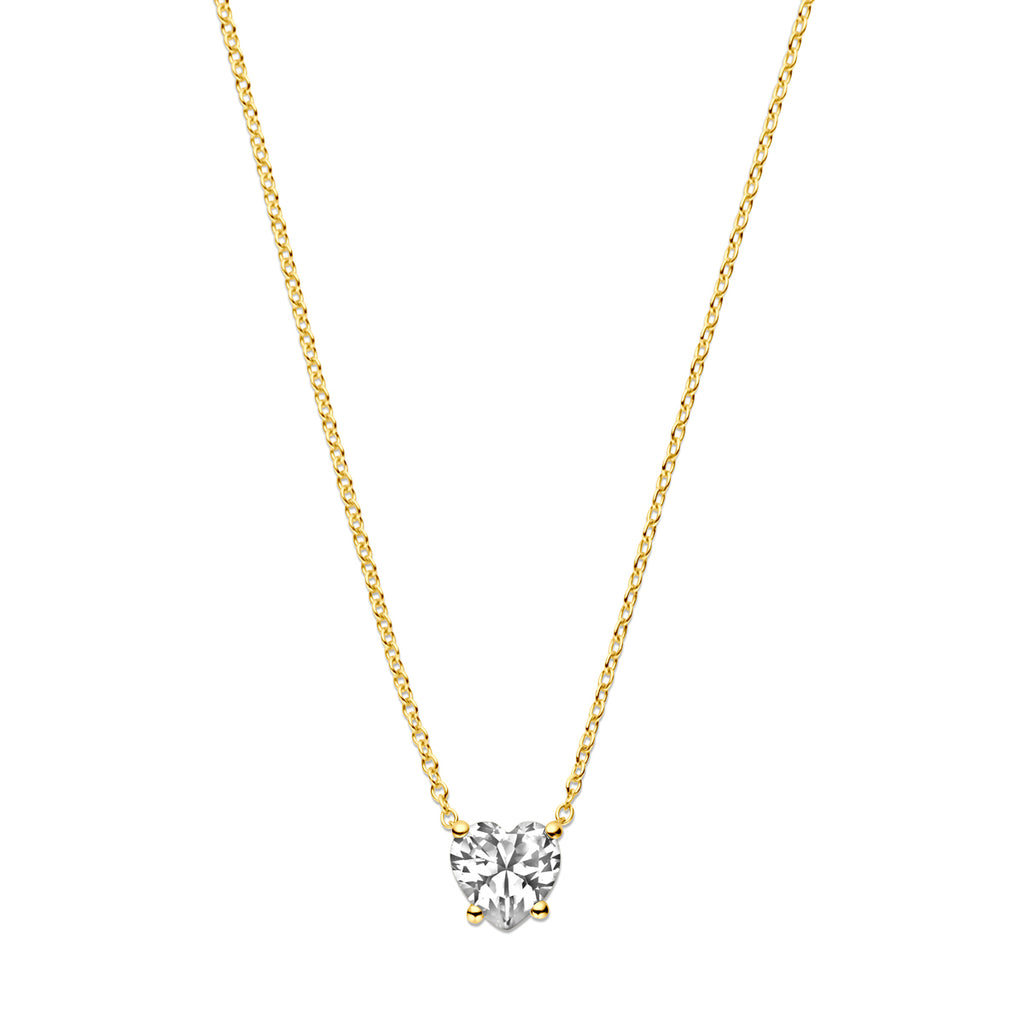 collier hart zirkonia 41 - 43 - 45 cm 14K geelgoud