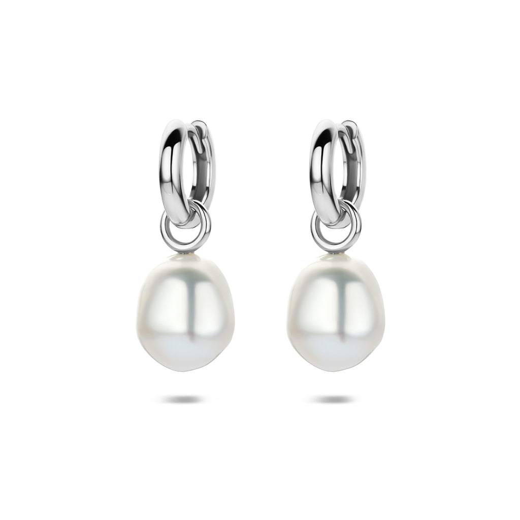 oorringen parel 25 mm zilver gerhodineerd