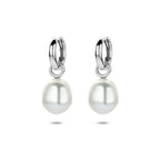 oorringen parel 25 mm zilver gerhodineerd