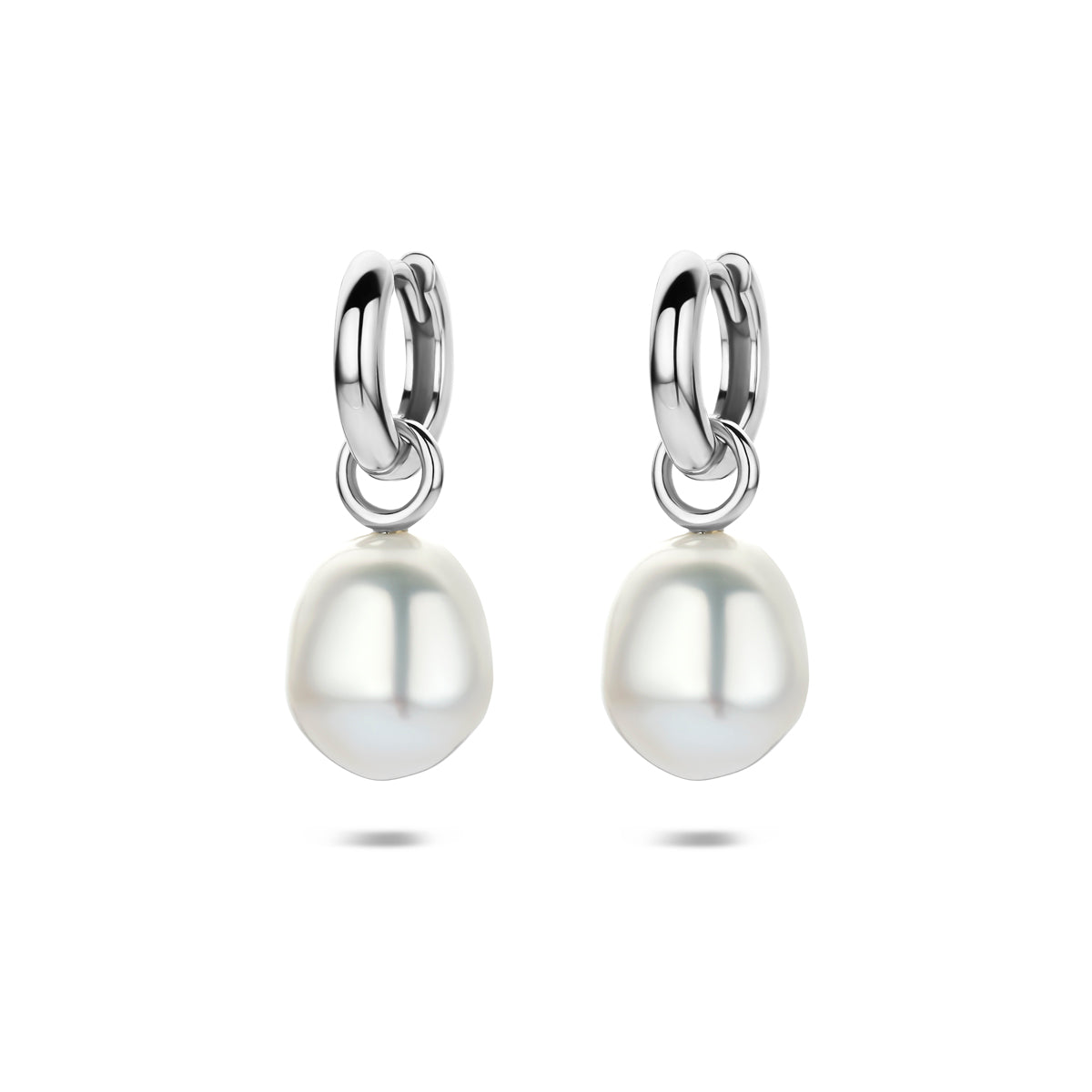 oorringen parel 25 mm zilver gerhodineerd