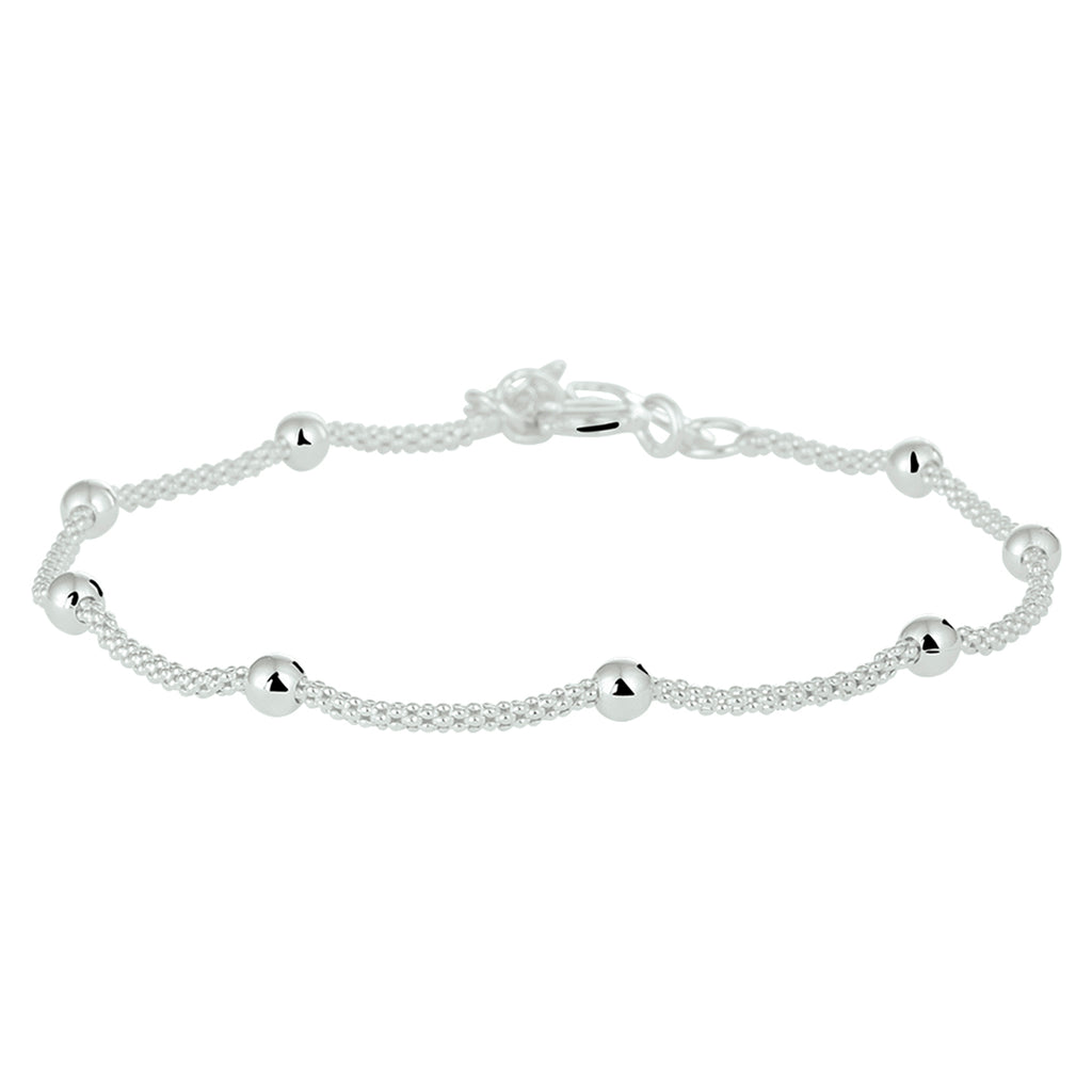 armband bolletjes 3,0 mm 18 + 3 cm zilver wit