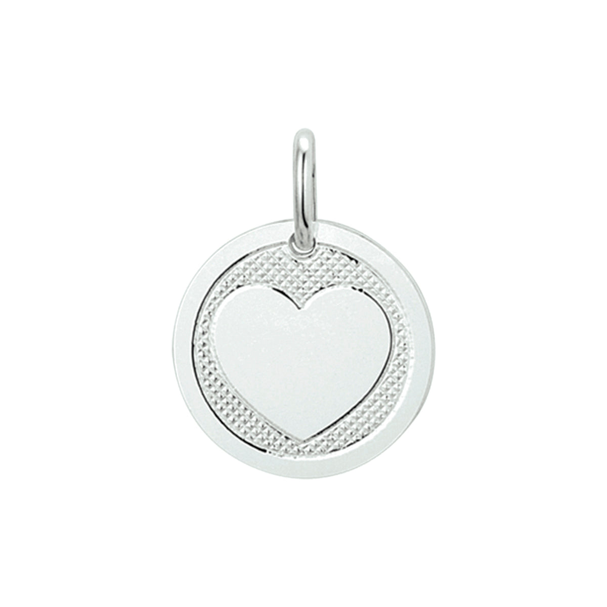 hanger rond met hart poli/mat zilver wit