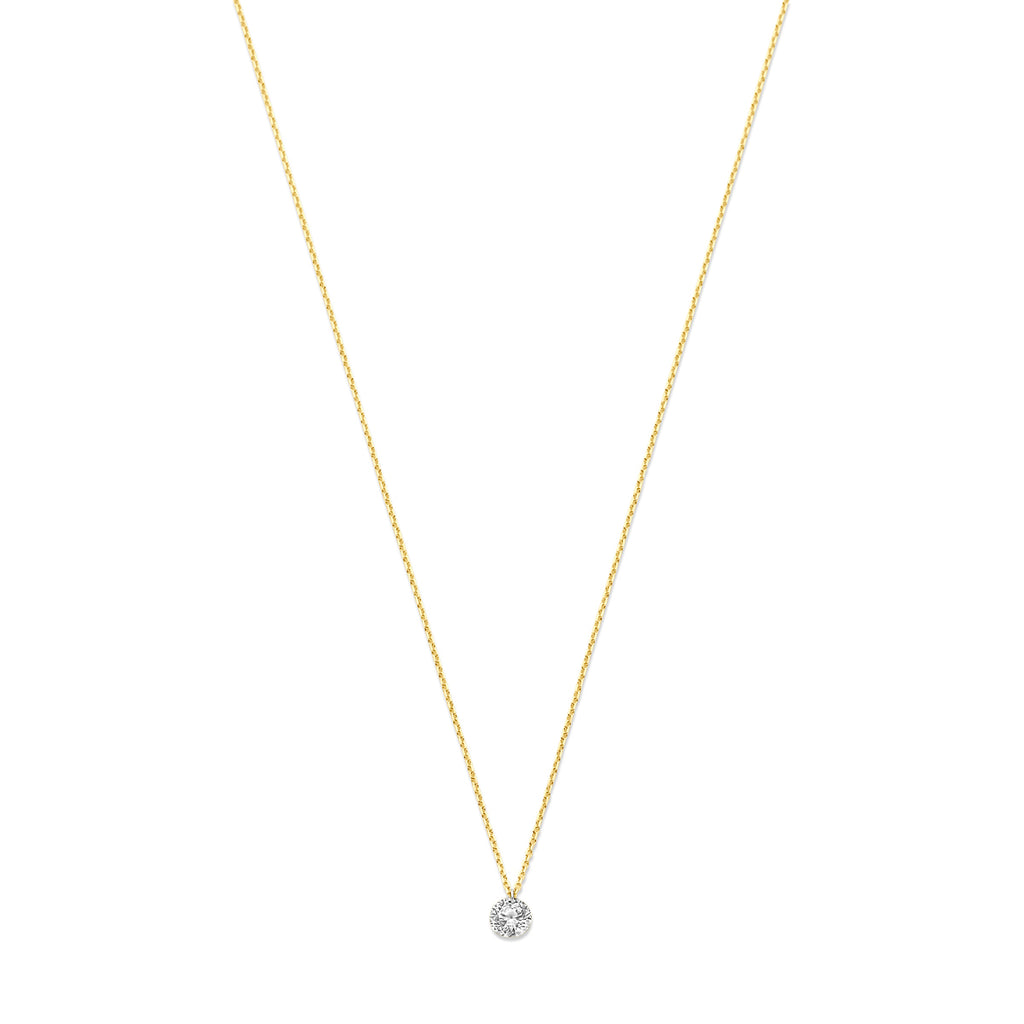 collier lab grown diamant 40 - 42 - 44 cm 0.25ct g si 14K geelgoud - rond