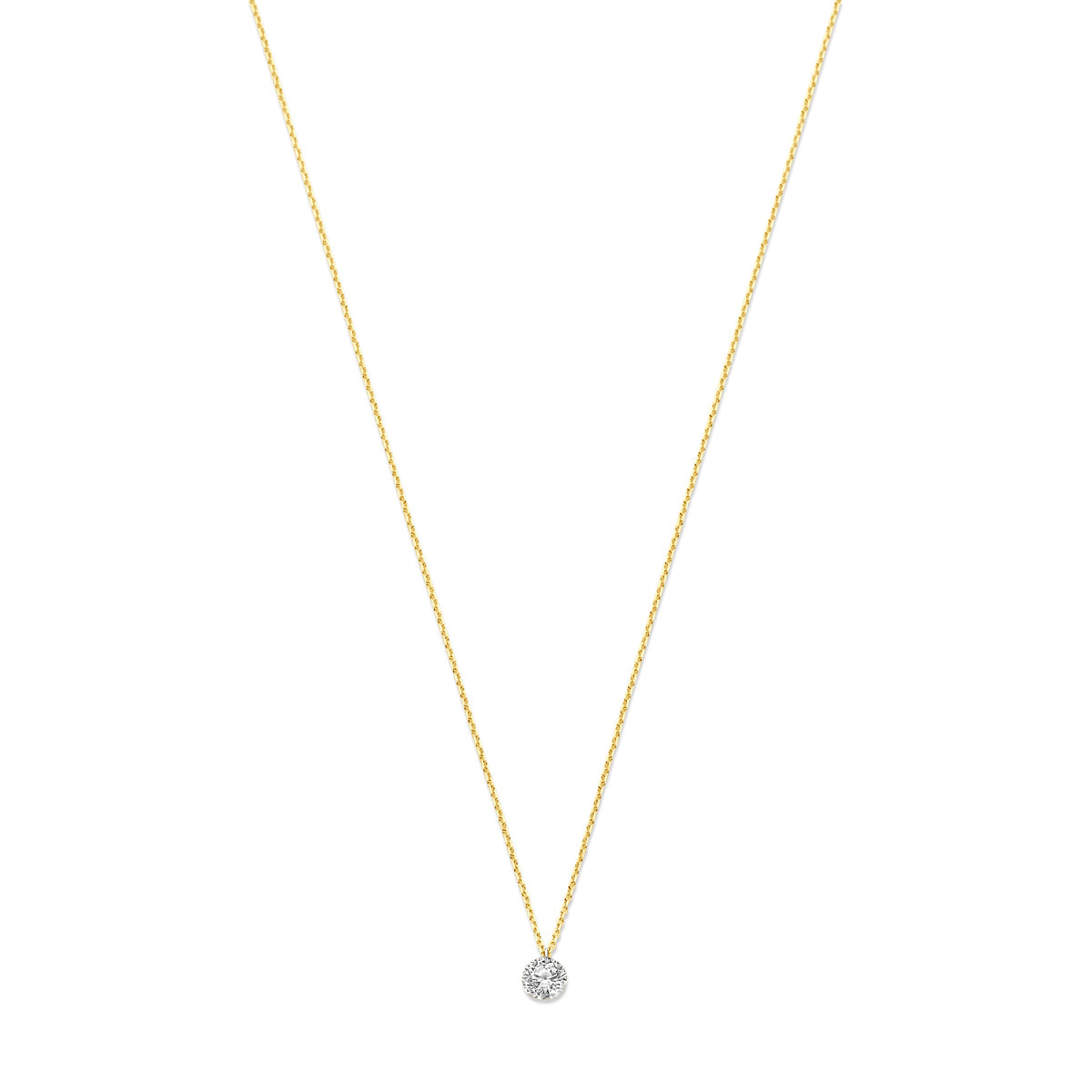 collier lab grown diamant 40 - 42 - 44 cm 0.25ct g si 14K geelgoud - rond
