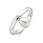 Ring Perle Silber rhodiniert
