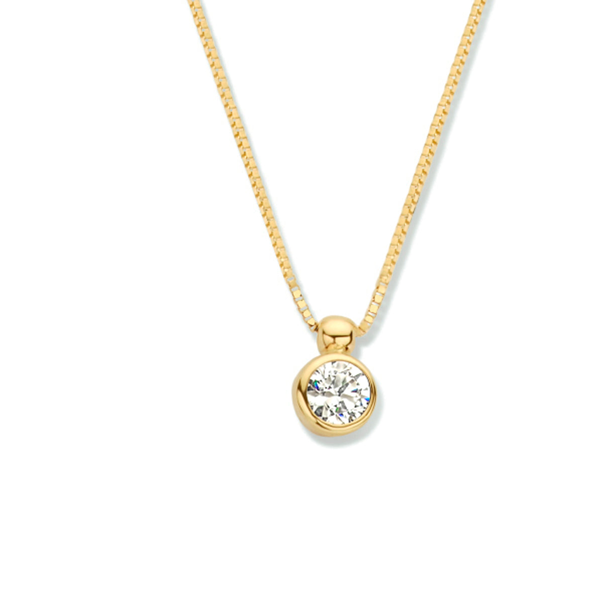 Zirkonia-Halskette 42 - 45 cm 14K Gelbgold