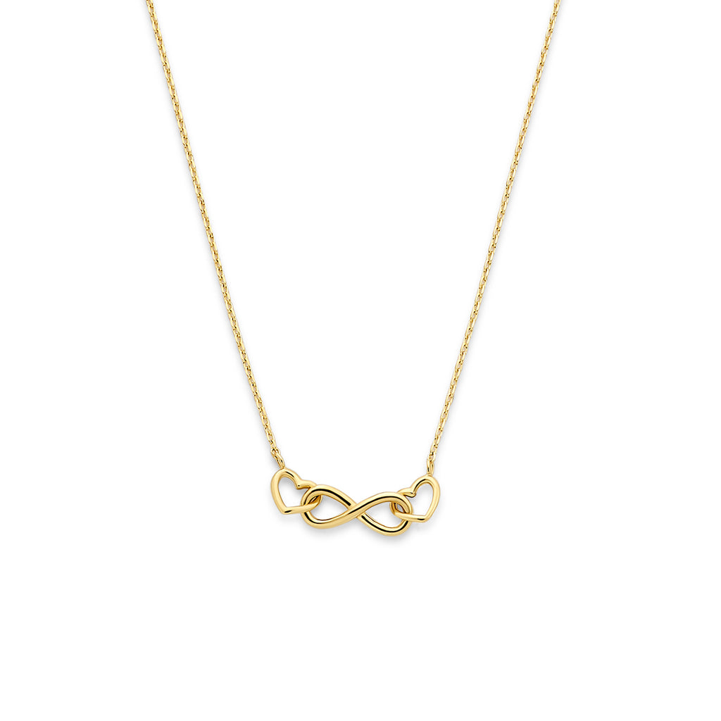 Halskette Unendlichkeitszeichen und Herzen 40 - 42 - 44 cm 14K Gelbgold