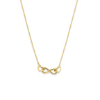 Halskette Unendlichkeitszeichen und Herzen 40 - 42 - 44 cm 14K Gelbgold