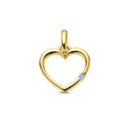 hanger hart en diamant 0.01ct h p1 14K geelgoud