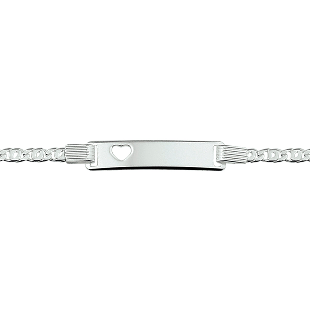 Gravurarmbänder Herzplättchen 6 mm 16-18 cm Silber rhodiniert