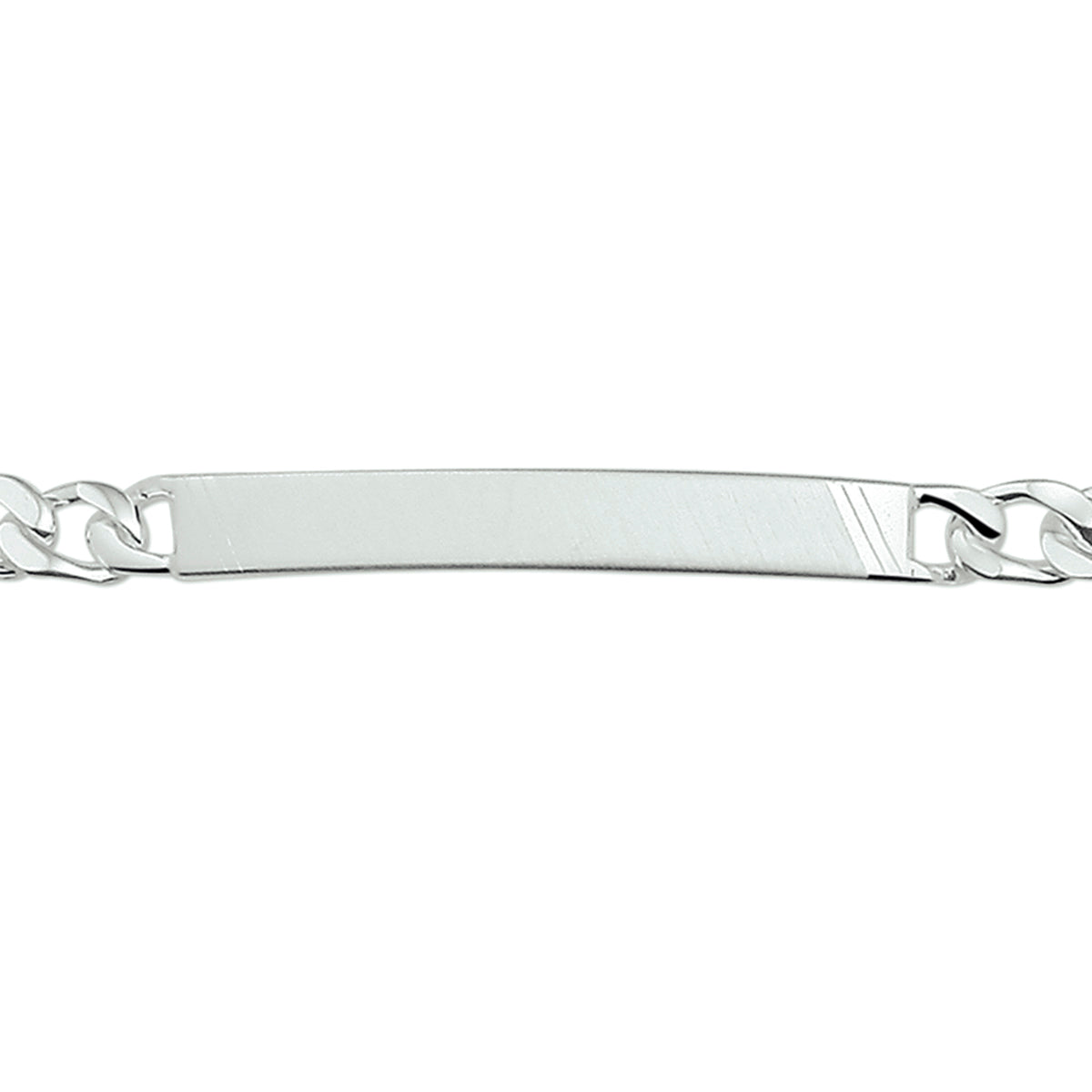 Gravurarmband Gourmette 6 Seiten geschliffene Platte 6,0 mm Silber weiß