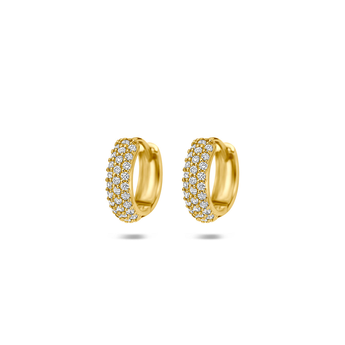 klapoorringen zirkonia 11,5 mm 14K geelgoud - rond