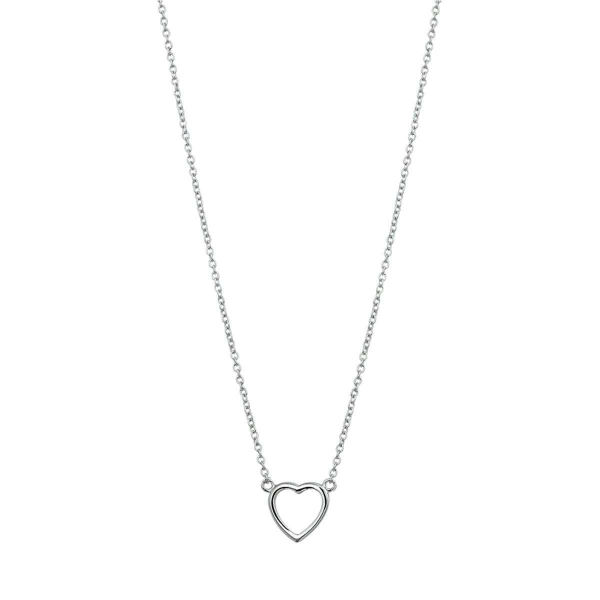 Halskette Herz 1,3 mm 41 + 4 cm Silber rhodiniert