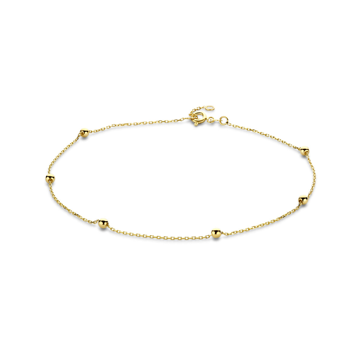enkelbandje bolletjes 1,0 mm 14K geelgoud