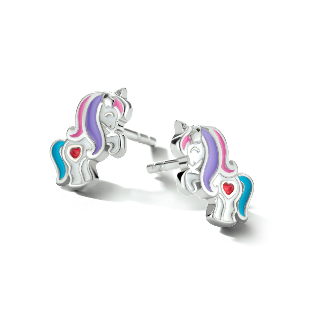 Ohrstecker Emaille Einhorn rhodiniert