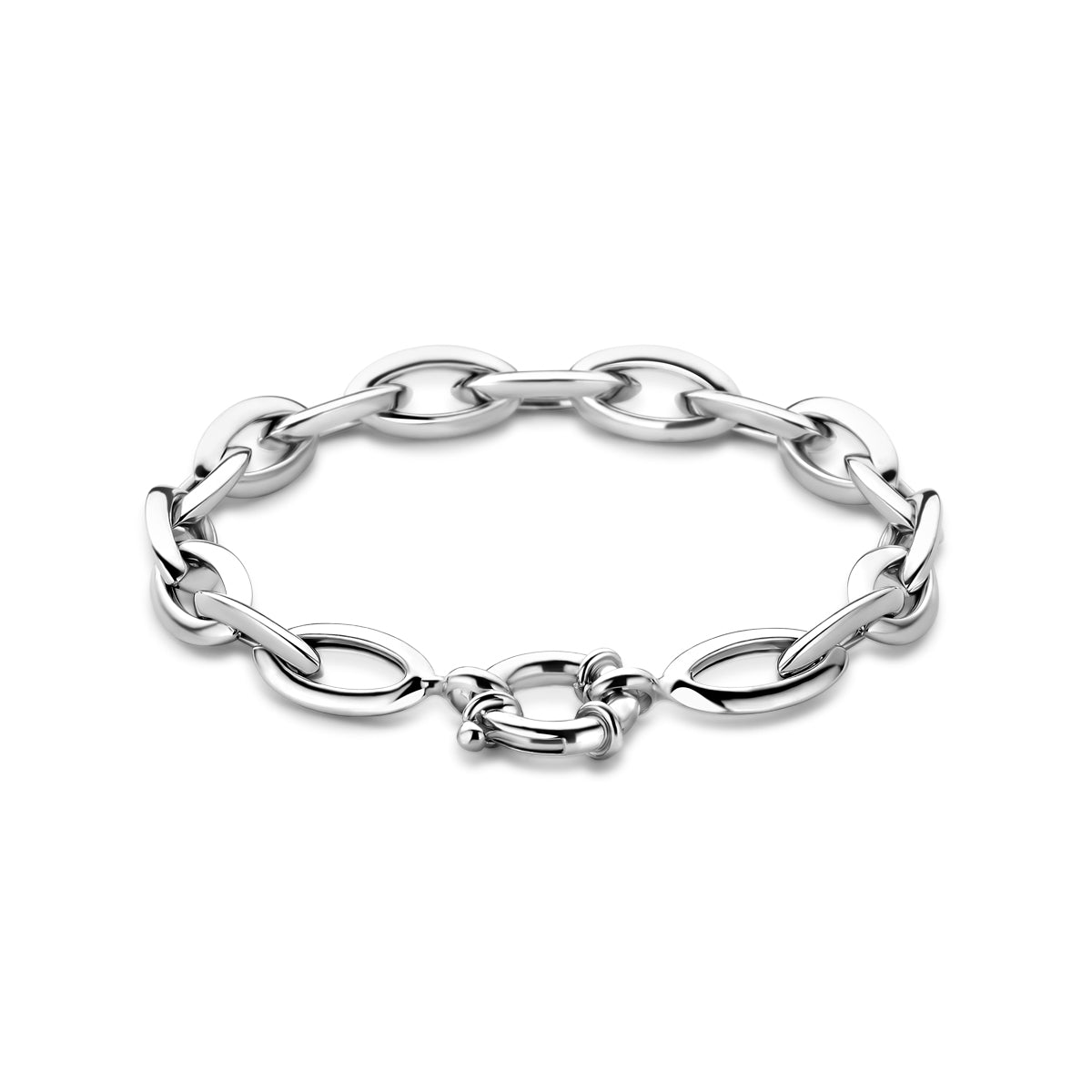 Armband Anker 9,5 mm 20 cm mit großem Federringverschluss rhodiniert Silber