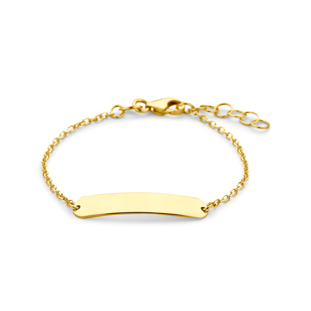 9k graveerarmband plaat 5,0 mm 11 + 2 cm 9K geel - rechthoek