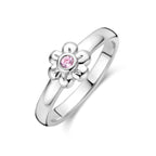 ring bloem roze zirkonia zilver gerhodineerd