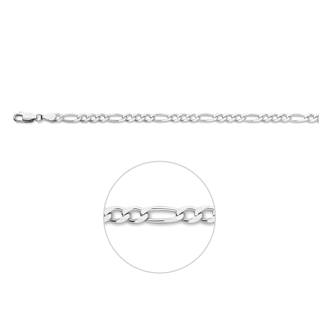 figaro 4,0 mm zilver gerhodineerd
