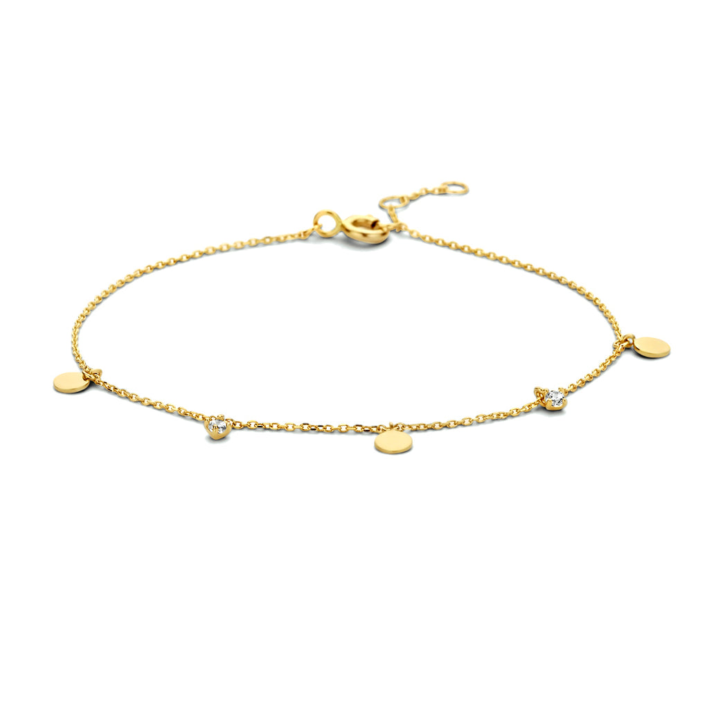 Armband rund Zirkonia 16,5 - 17,5 - 18,5 14K Gelbgold