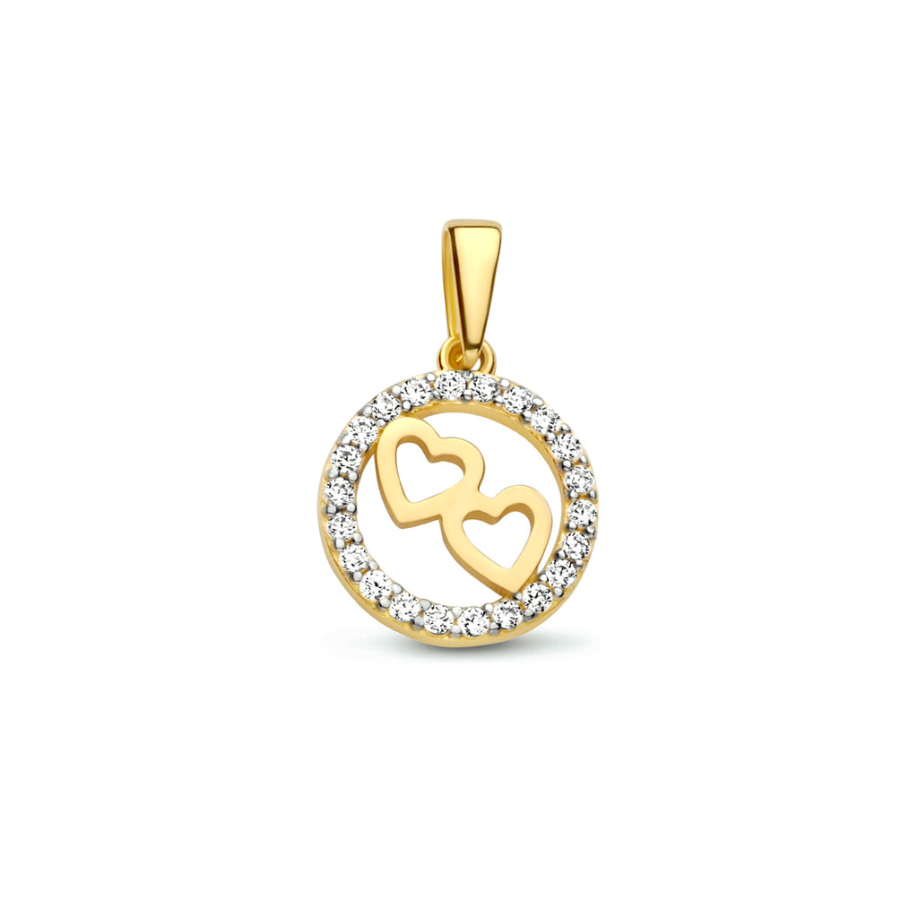 hanger rond hartjes zirkonia 14K geelgoud