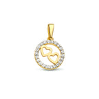 hanger rond hartjes zirkonia 14K geelgoud