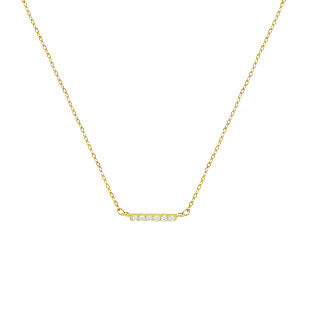 Halskette Balken Zirkonia 41 - 43 - 45 cm 14K Gelbgold