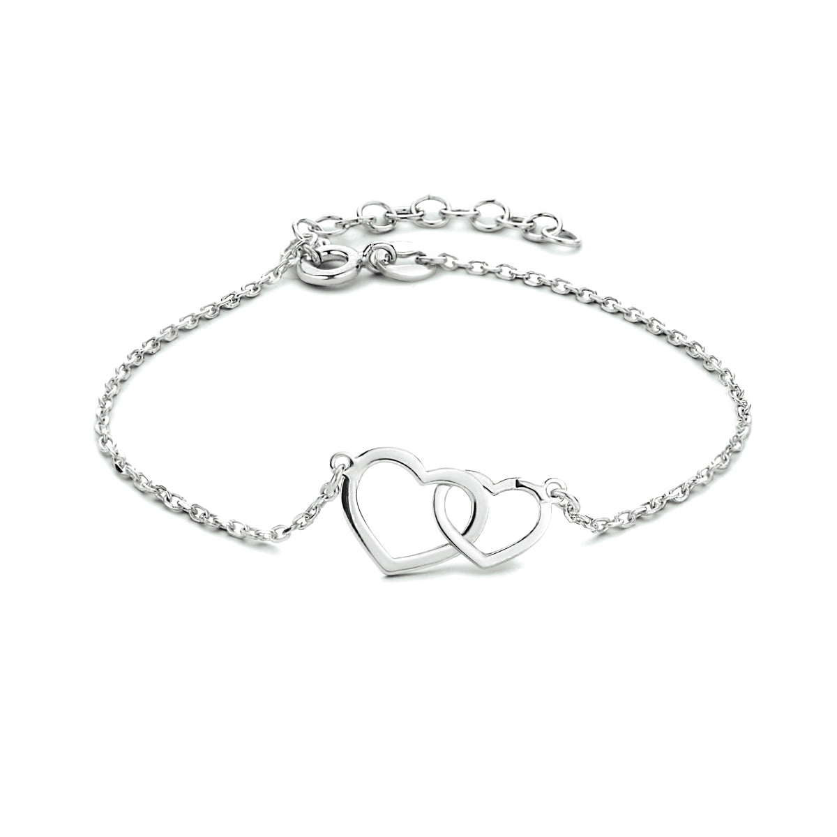Armband Herzen 16 + 3 cm Silber rhodiniert