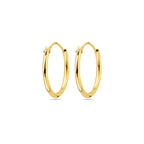 9k oorringen ronde buis 1,3 mm 9K geel
