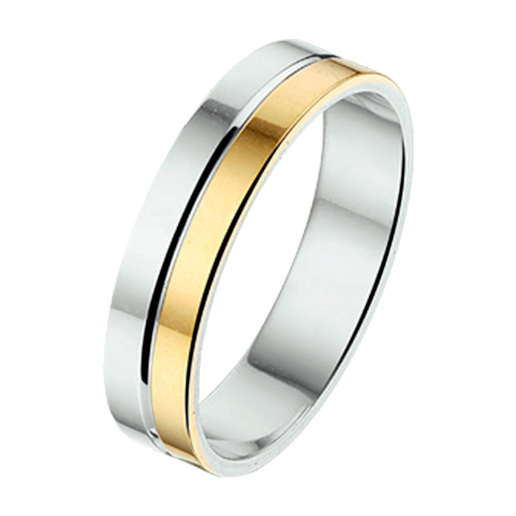 ring 4 mm zonder steen goud met zilver