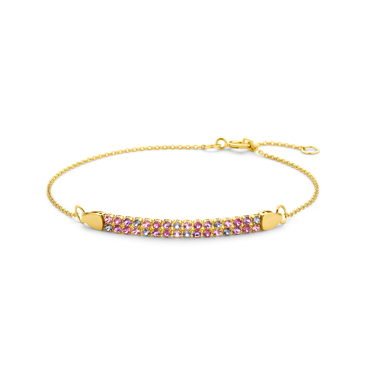 Armband Naturfarbsteine 16–18 cm 14K Gelbgold