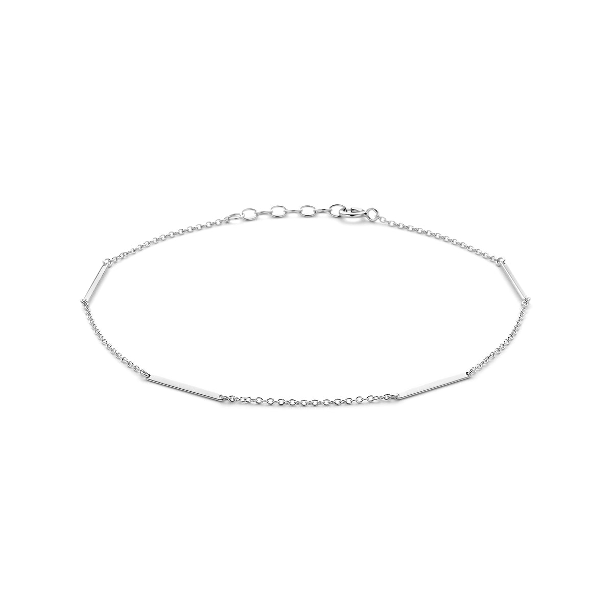 Fußkettchen Balken 1,6 mm 24 + 2 mm Silber rhodiniert