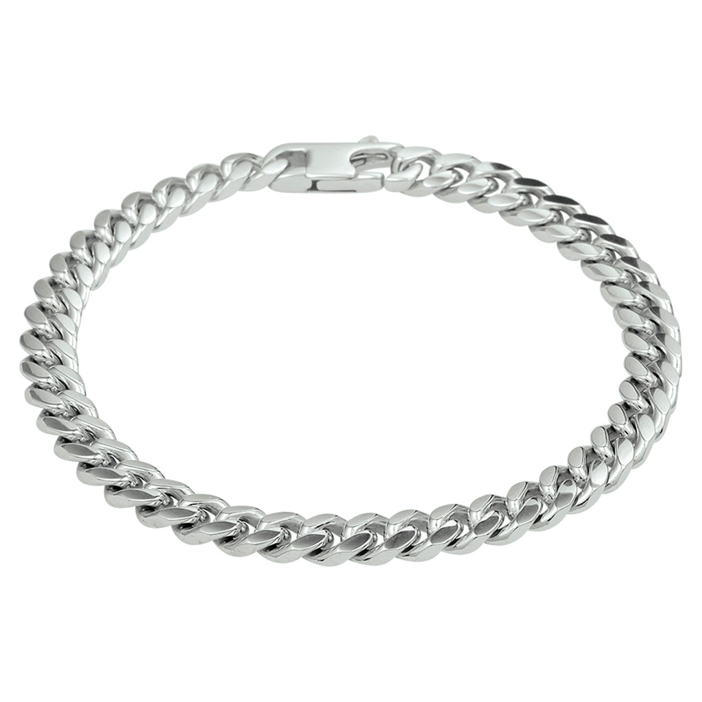 Armband Panzerkette 6-fach geschliffen 5,6 mm 19 cm rhodiniertes Silber
