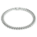 Armband Panzerkette 6-fach geschliffen 5,6 mm 19 cm rhodiniertes Silber