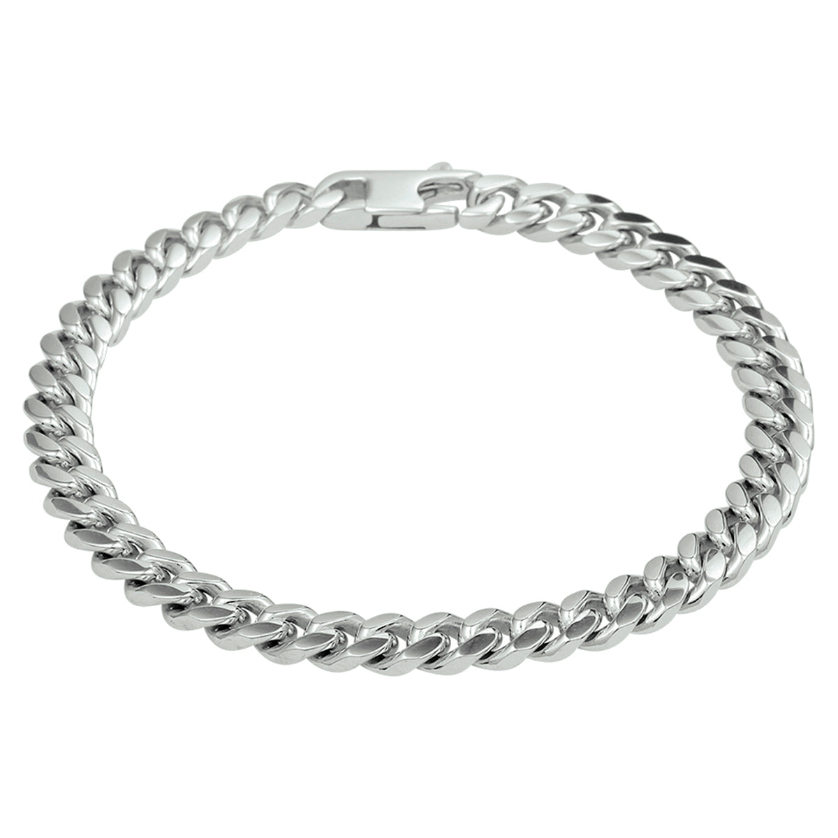Armband Panzerkette 6-fach geschliffen 5,6 mm 19 cm rhodiniertes Silber