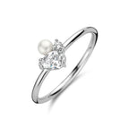 Ring Perle und Zirkonia Silber rhodiniert