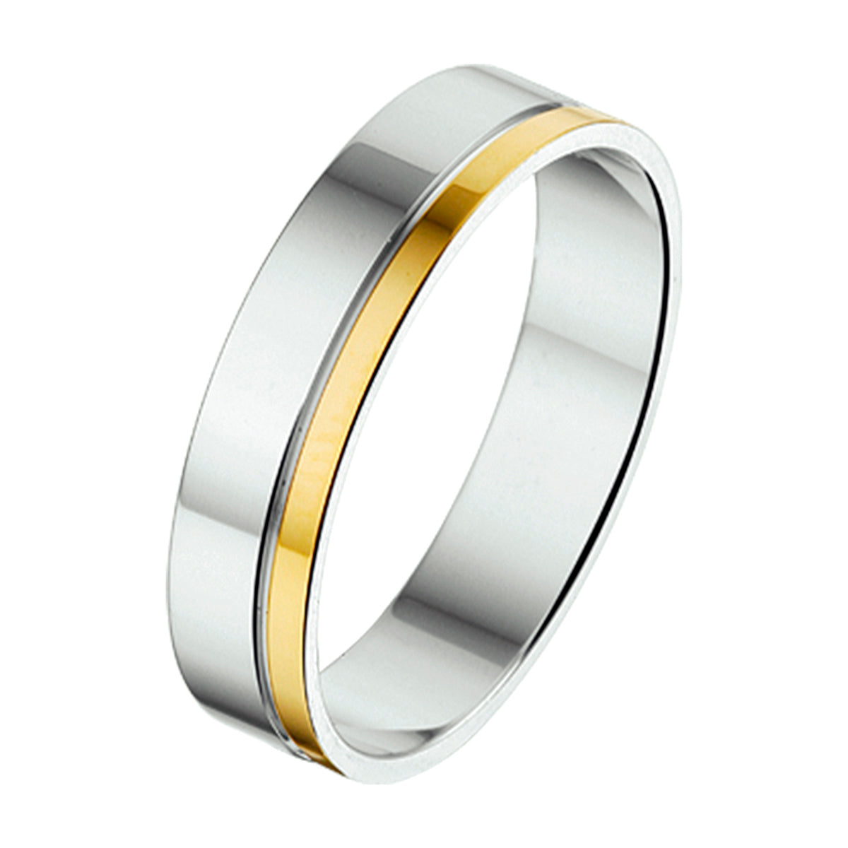 ring 5 mm zonder steen goud met zilver