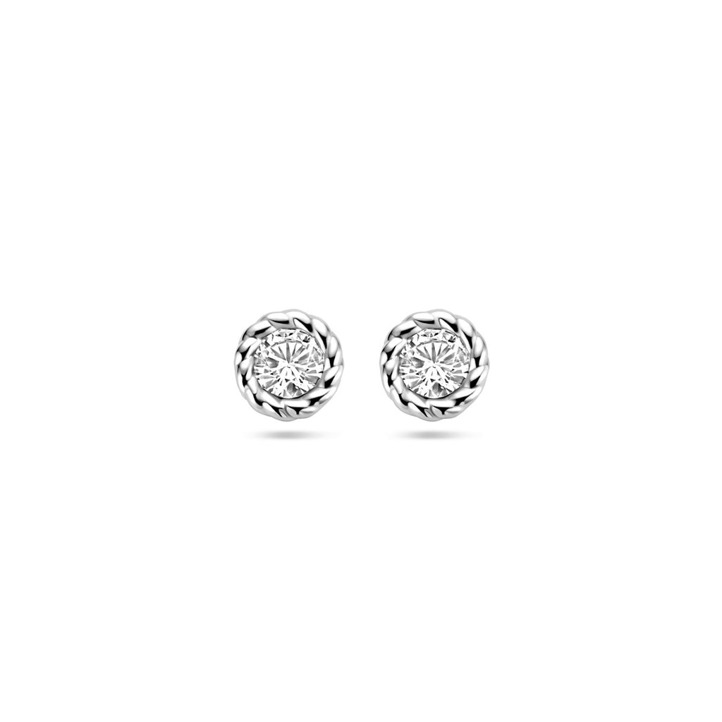 oorknoppen zirkonia zilver gerhodineerd
