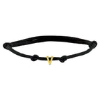 Armband Satin schwarz Buchstabe 13 - 26 cm 14K Gold mit Gummi/Nylon/Leder