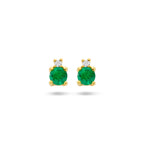 Smaragd- und Diamant-Ohrstecker 0,015 ct (2x 0,0075 ct) h p1 14 K Gelbgold