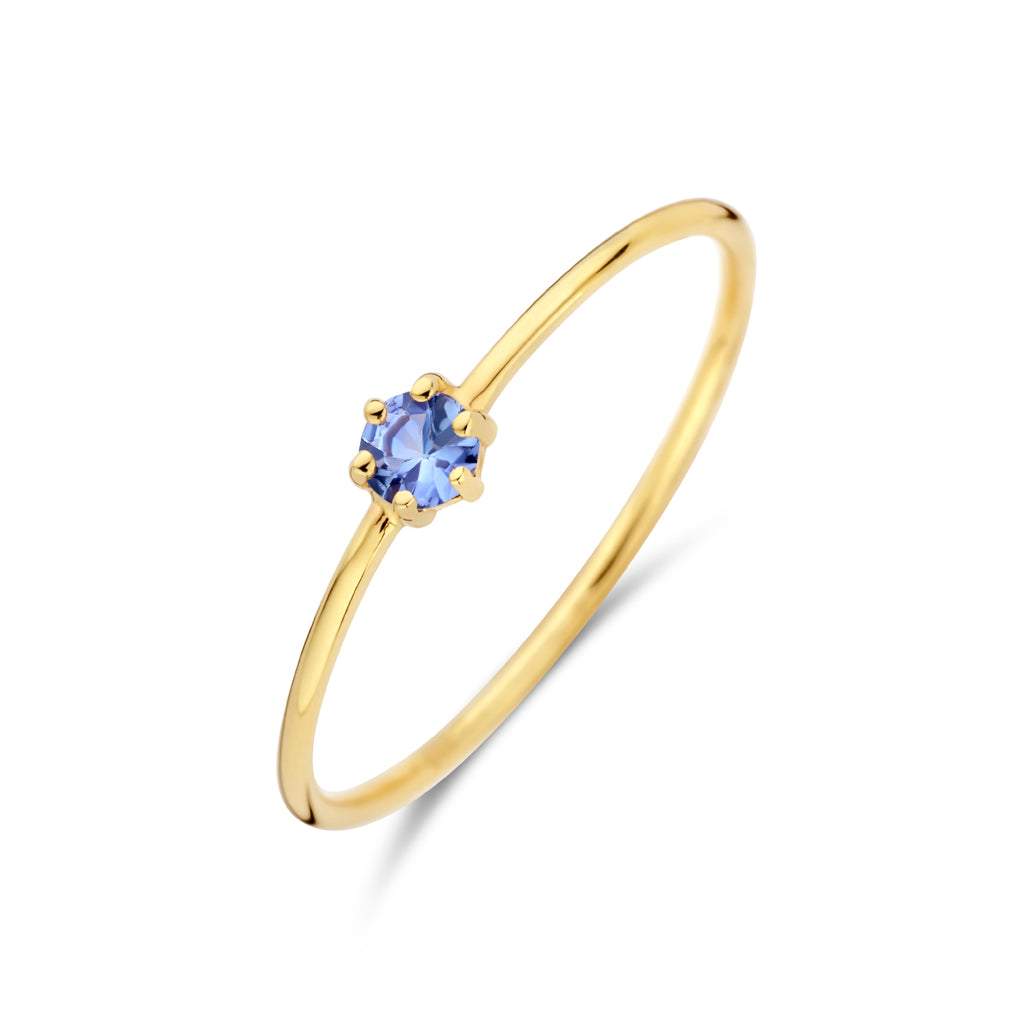 Ring mit Geburtsstein Tansanit, 14. Dezember, Gelbgold