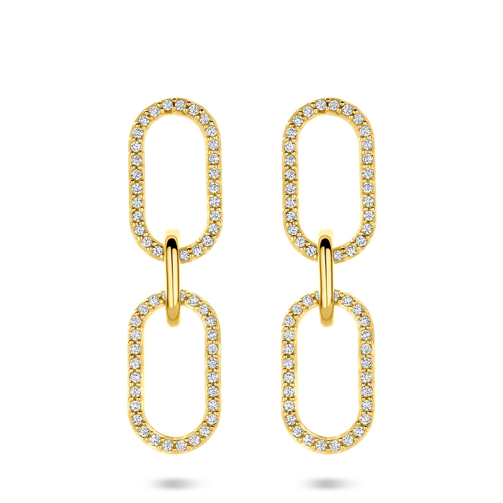 Ohrhänger Zirkonia 33 mm 1 Mikron versilbert (gelb)
