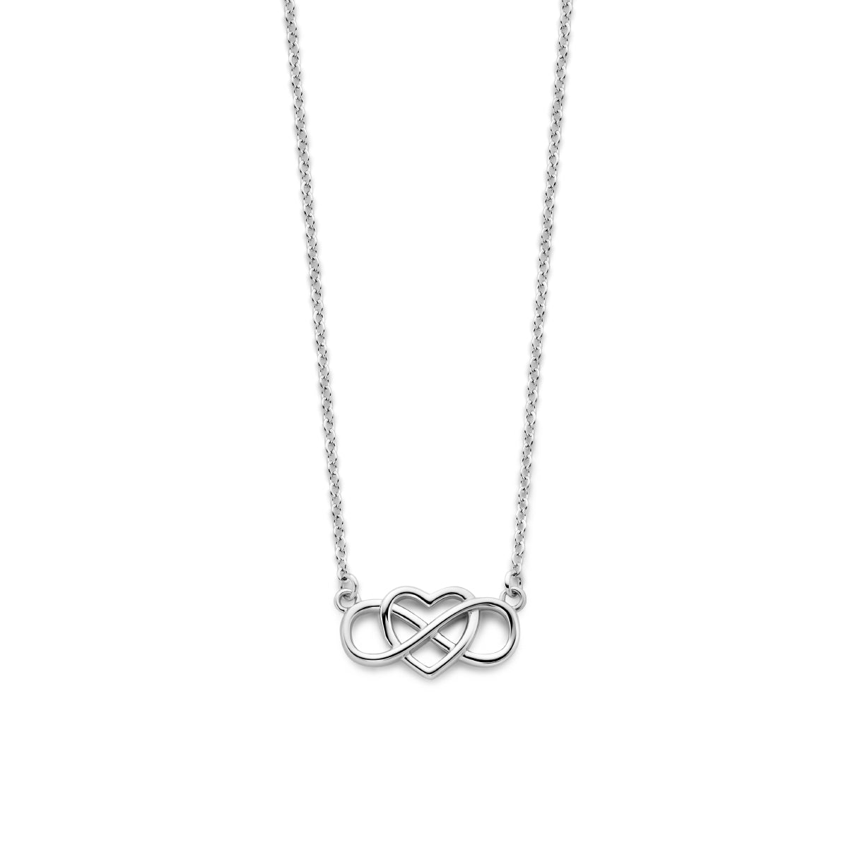 Halskette Herz und Unendlichkeit 42 + 3 cm Silber rhodiniert