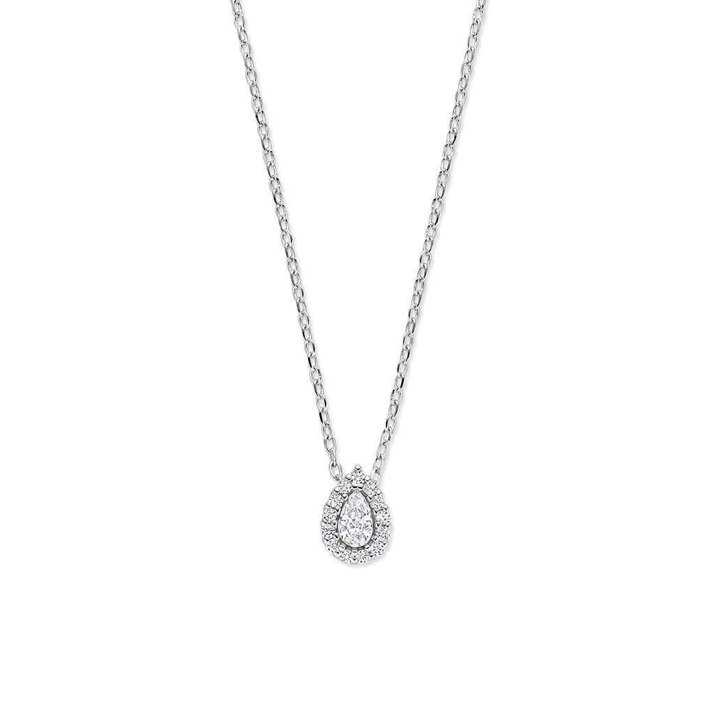 collier zirkonia 41 - 43 - 45 cm zilver gerhodineerd