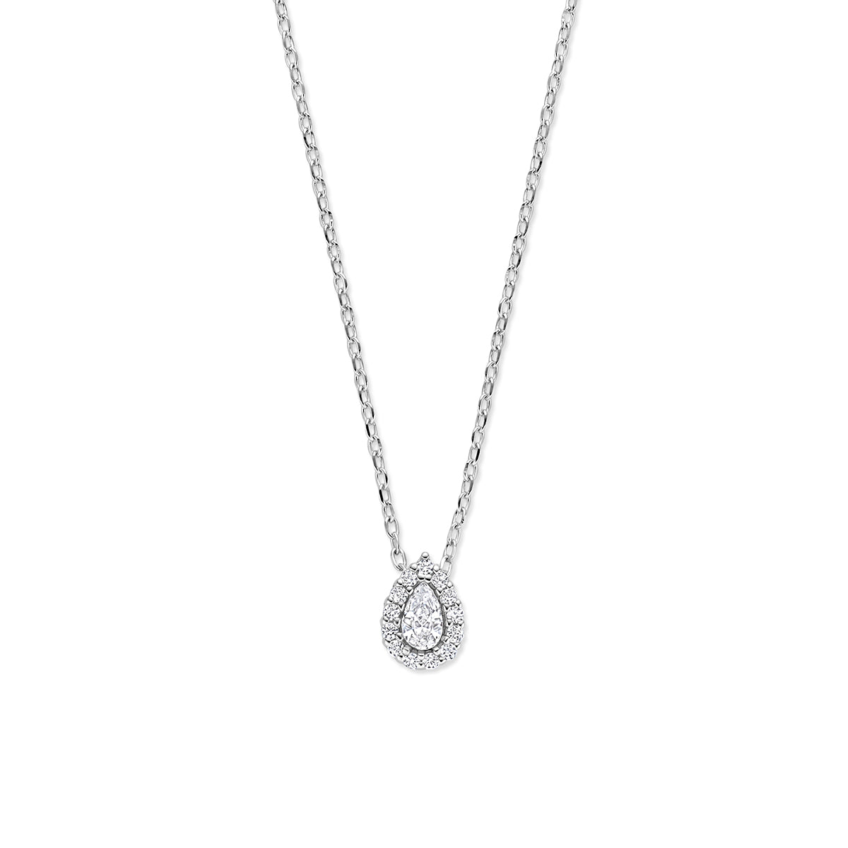 collier zirkonia 41 - 43 - 45 cm zilver gerhodineerd