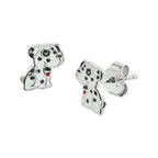 oorknoppen hond emaille zilver gerhodineerd