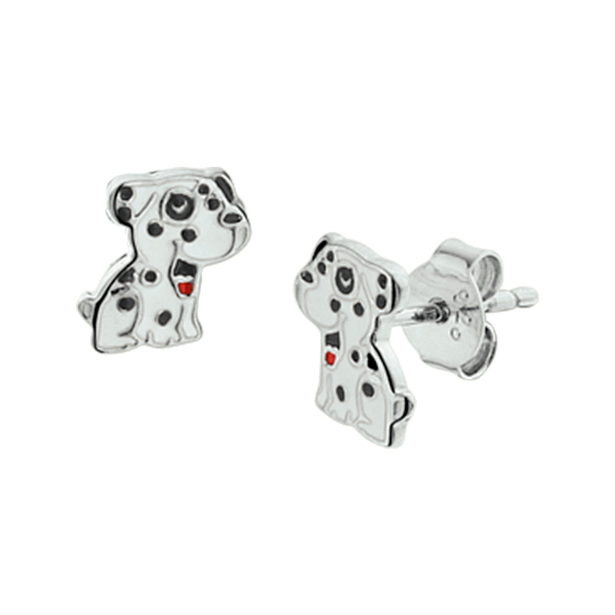 Ohrstecker Hund Emaille Silber rhodiniert