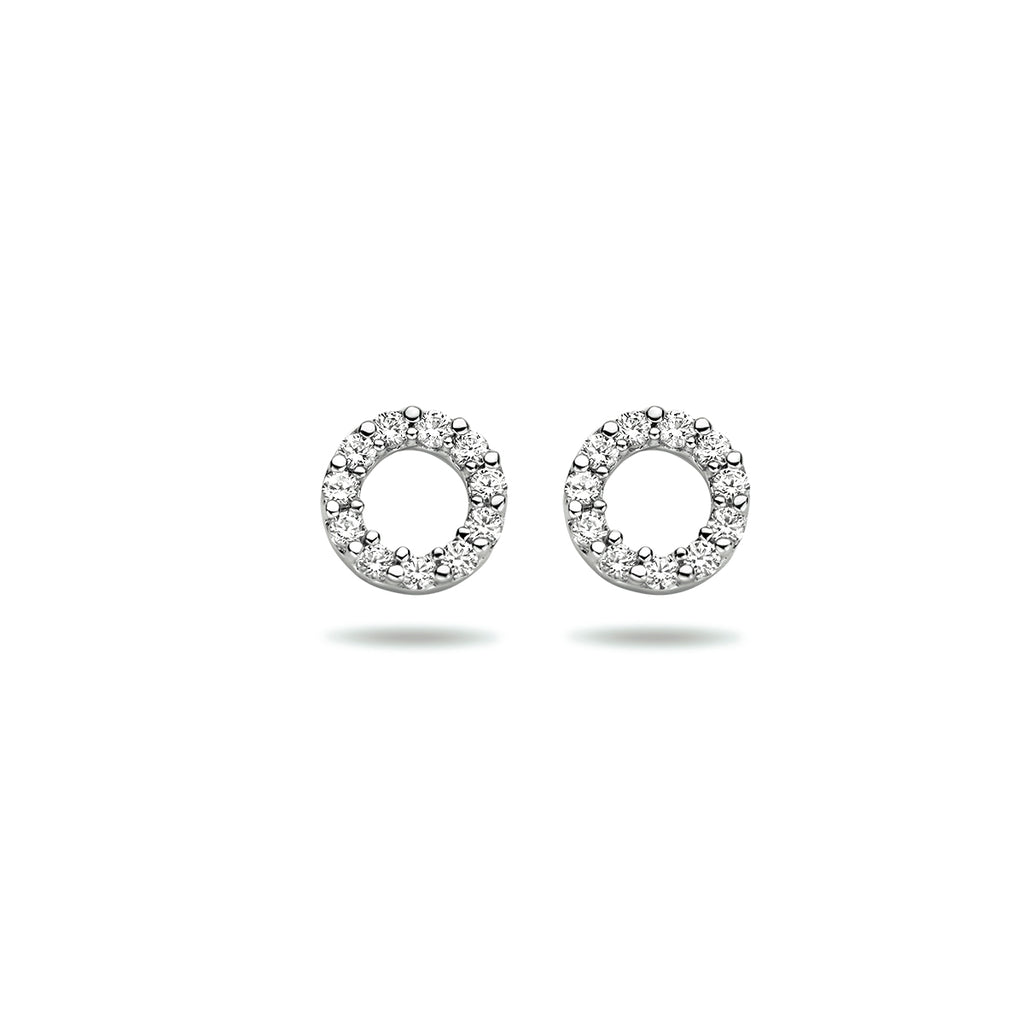 oorknoppen zirkonia 14K witgoud
